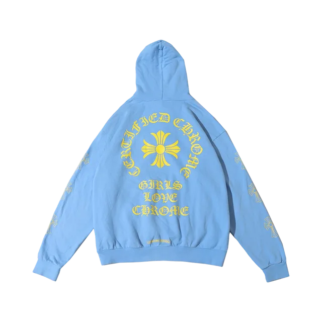 Chrome Hearts Hoodie in Light Blue / Yellow