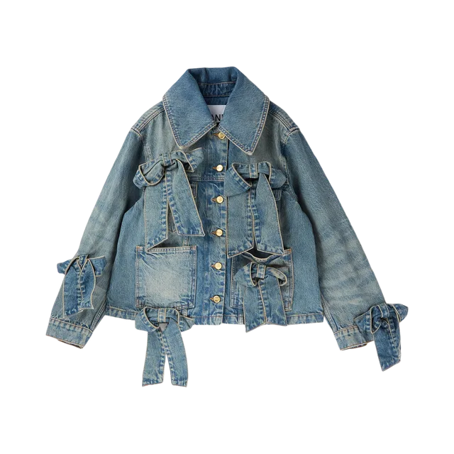 Ganni Jacket, White With Blue And Red