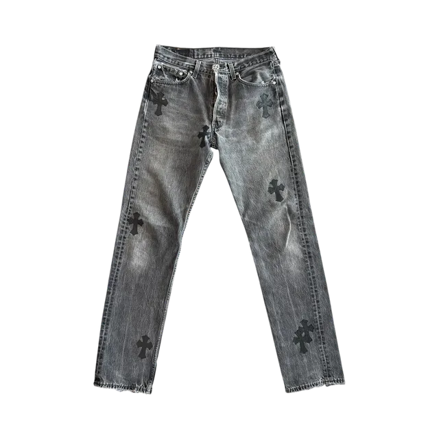 Grey Jeans, Grey / Purple / Black