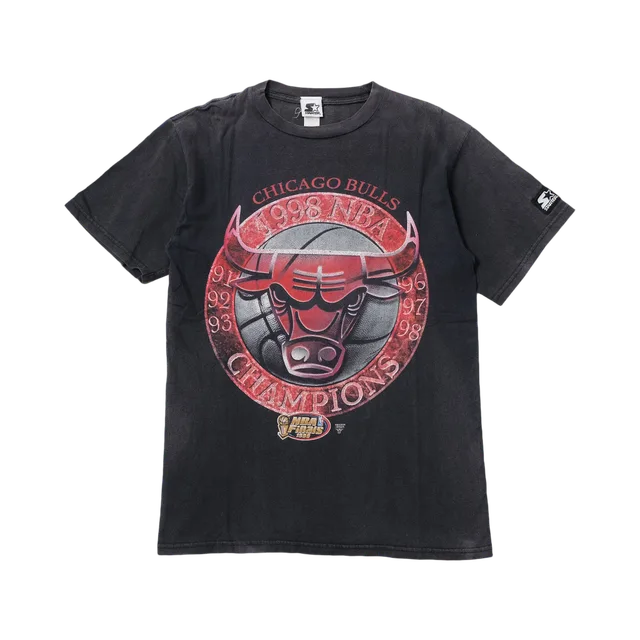 Chicago Bulls T-Shirt, Charcoal Grey With Multicolored Graphic Print
