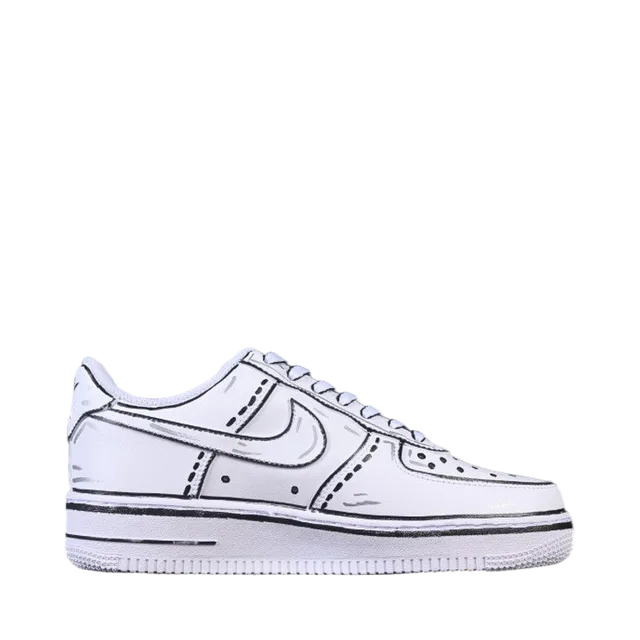 White With Black Graphics Sneakers, White With Black Graphics