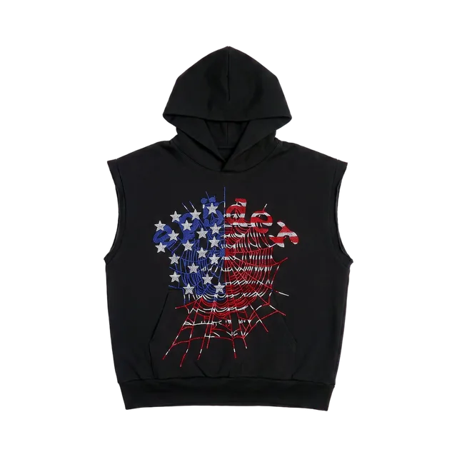 Sp5der Hoodie, Black / Red / White / Blue