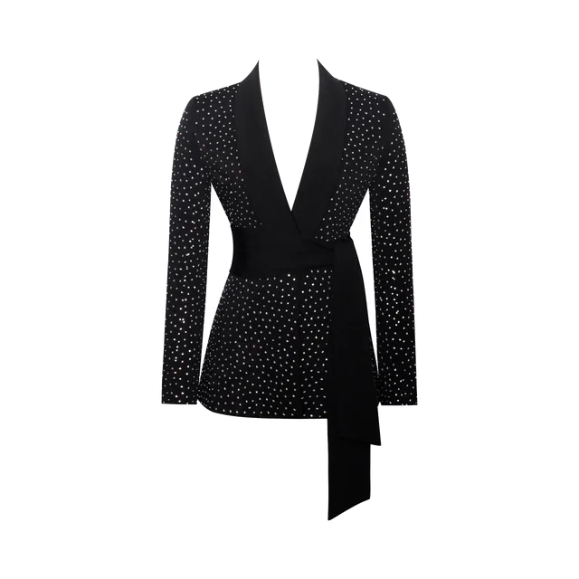 Black With Silver Crystal Embellishments Jacket, Black With Silver Crystal Embellishments
