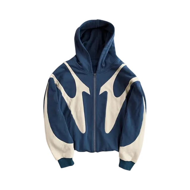 White Hoodie, White / Blue / Dark Blue