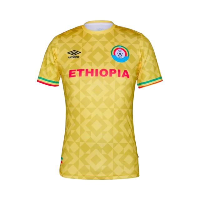 Ethiopian Football Federation Crest Jersey, Yellow With Black And Green Accents