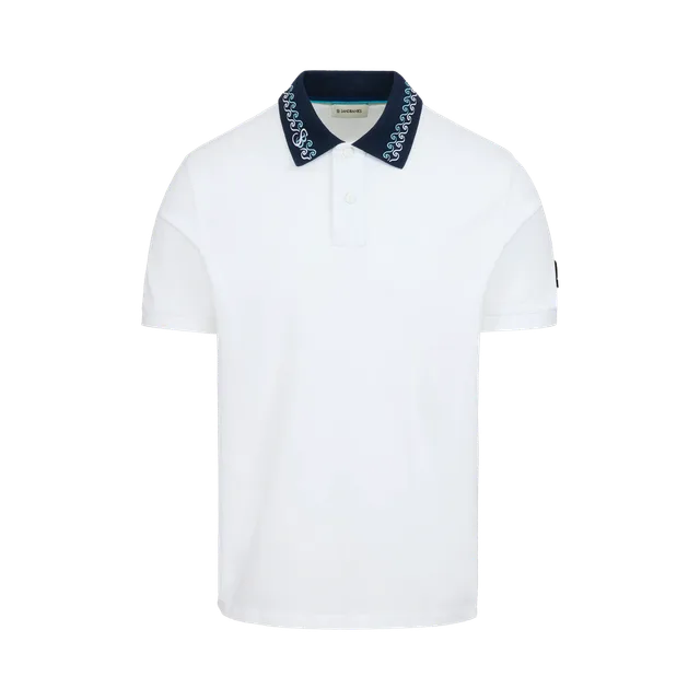 White With Colorful Embroidered Collar Details Shirt, White With Colorful Embroidered Collar Details