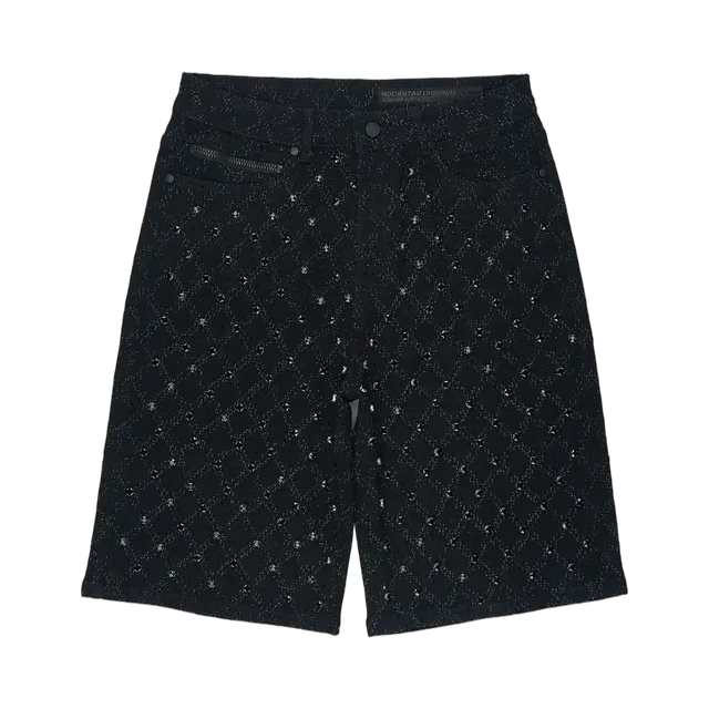 Black With Silver Crystal Embellishments Shorts, Black With Silver Crystal Embellishments