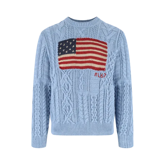 Blue Sweater, Blue / White