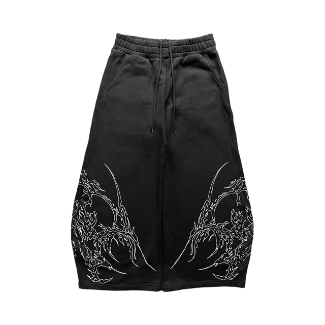 Black With White Graphics Sweatpants, Black With White Graphics