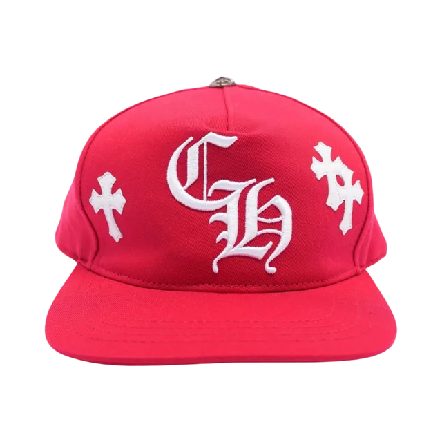 Chrome Hearts Leather Cross Embroidered Ch Logo Baseball Hat Red/White, Red / White