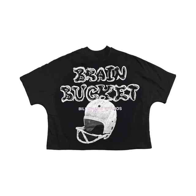 Billionaire Studios Brain Bucket T-Shirt Black, Black / White / Pink