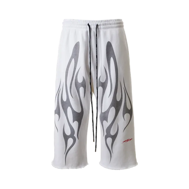 Hellstar Shorts, White With Off-White Graphic