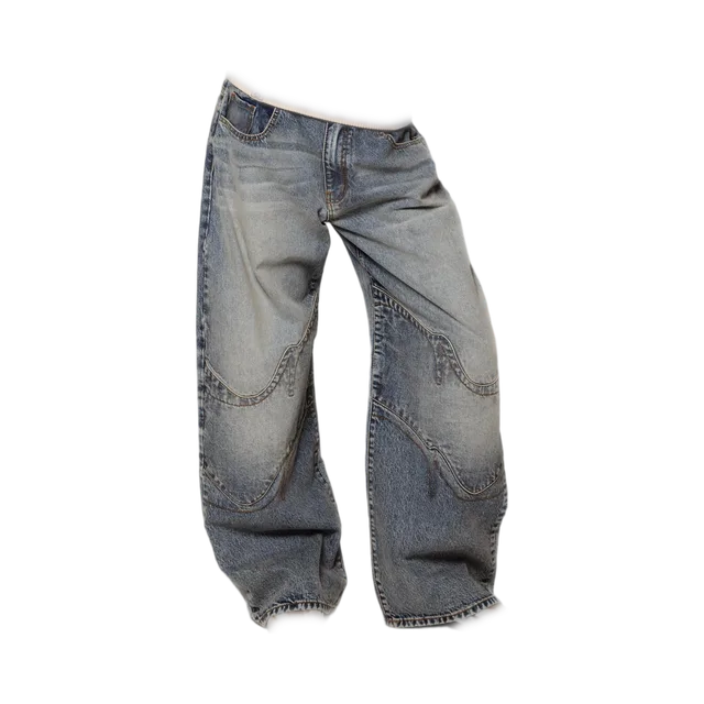 Washed Blue With Green/Yellow Tint Vintage Wash Jeans, Washed Blue With Green/Yellow Tint Vintage Wash