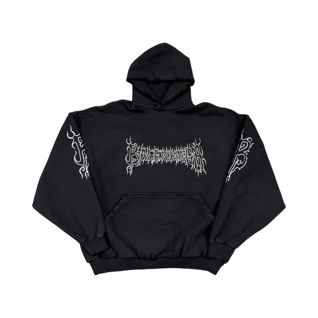 New Balenciaga Diy Metal Logo Hoodie Black Size 3, Black / White