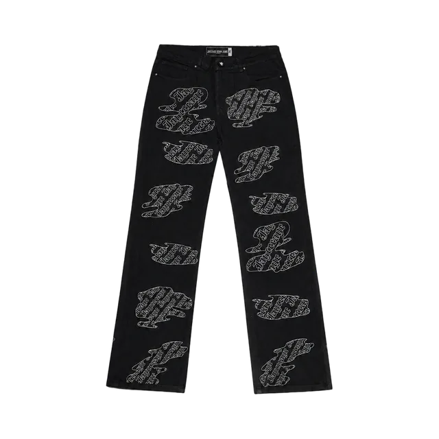 Black With Multicolored Graphic Jeans, Black With Multicolored Graphic