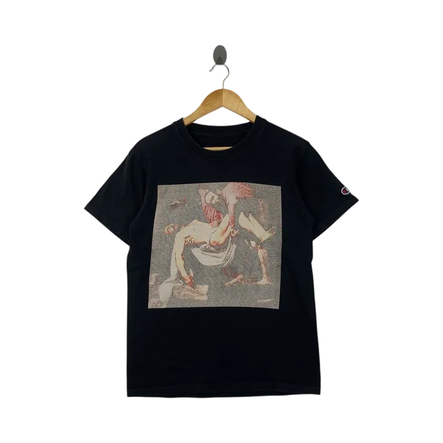Virgil Abloh X Pyrex Vision 23 Religion Champion Tee Shirt Top Caravaggio The Deposition, Black / White