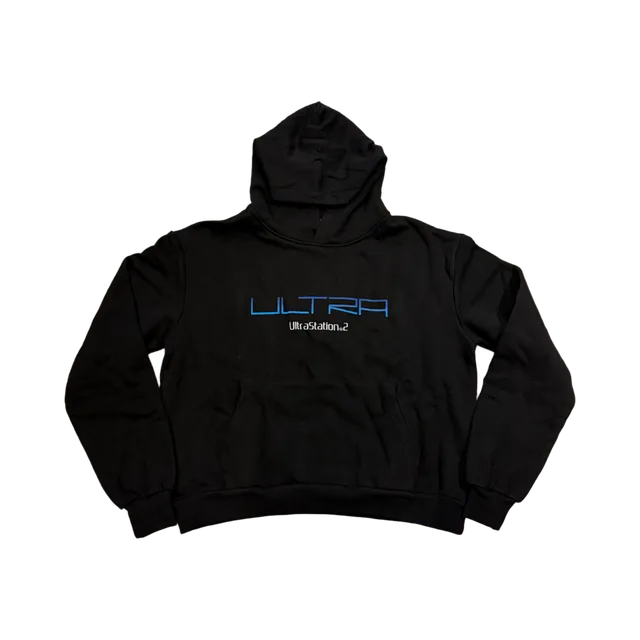 Black Hoodie, Black / Blue / White