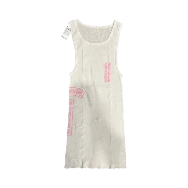 Chrome Hearts Tank-Top, White With Red Text