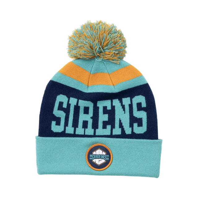 Big Noon Kickoff Beanie, Navy Blue / Yellow / White / Gray