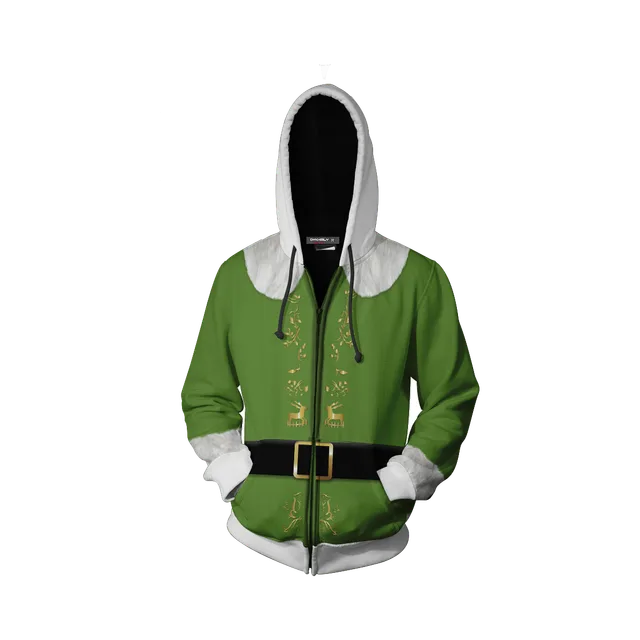 Green Hoodie, Green / White / Gold