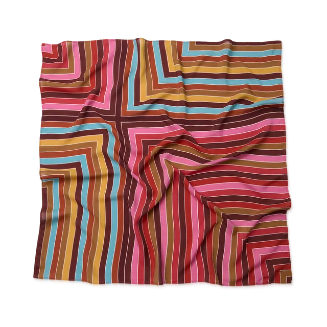Multicolor With Blue Border Scarf, Multicolor With Blue Border / White / Beige / Brown / Red / Purple / And Black