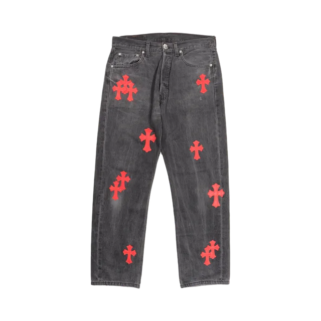 Chrome Hearts Jeans, Grey / Black / Purple / Red