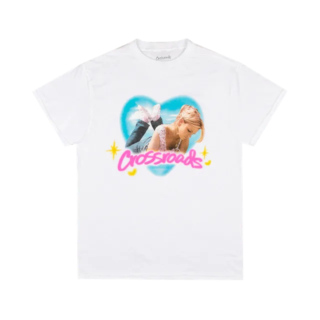 White T-Shirt, White / Blue / Black