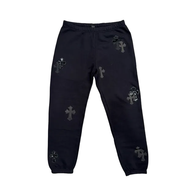 Chrome Hearts Pants, Black With Grey Cross Graphics