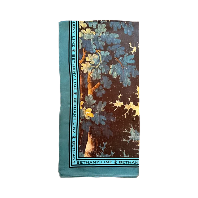 Light Blue Scarf in Light Blue / Brown / Multi