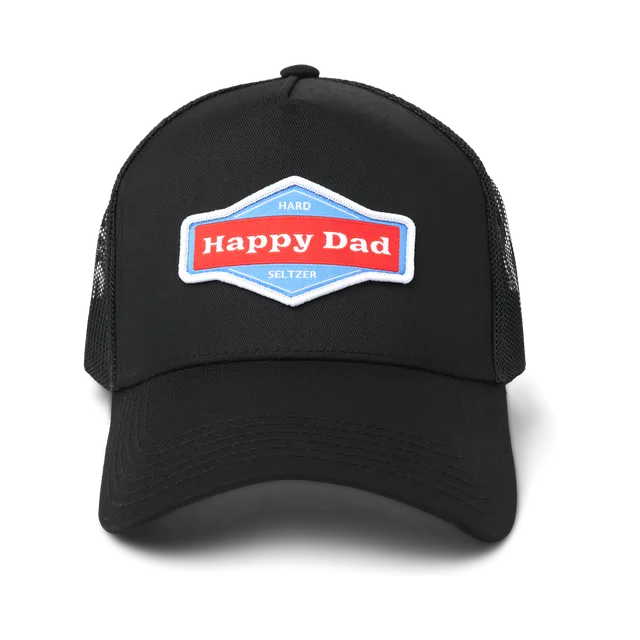 Happy Dad Trucker Hat (Black), Black / White / Red / Blue