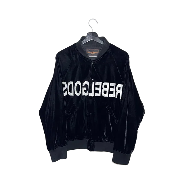 Undercover Fw02 Rebelgods Velour Bomber Jacket, Black / White