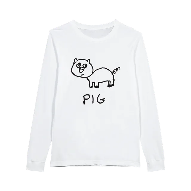 White Long-Sleeve, White / Green / Pink