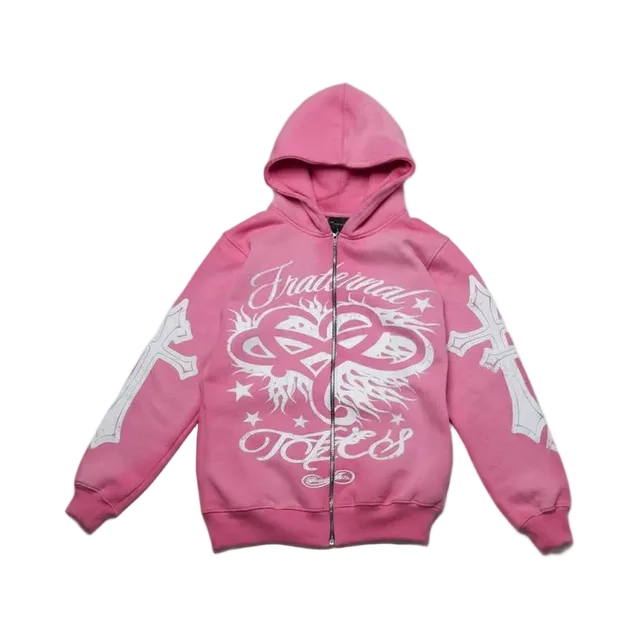Pink Hoodie, Pink / White