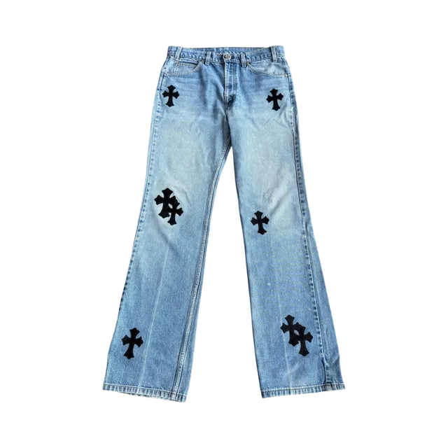 Chrome Hearts Jeans, Light Blue / Black