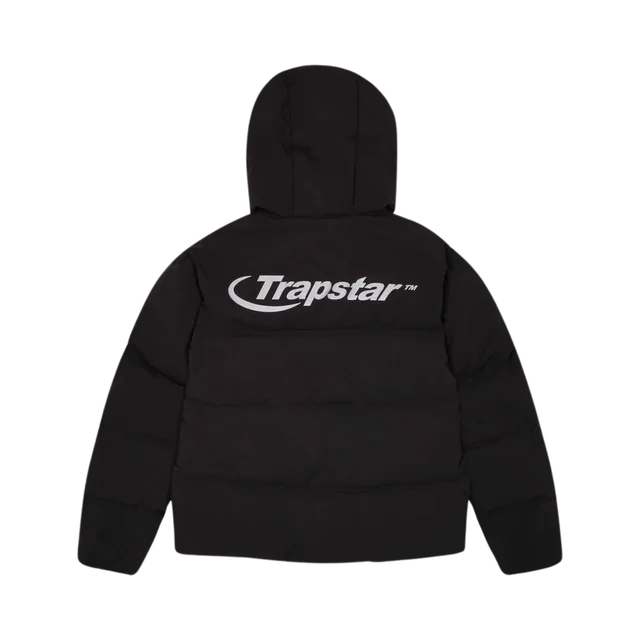 Trapstar Hyperdrive Technical Puffer Jacket - Black / Reflective, Black With White Reflective Logo